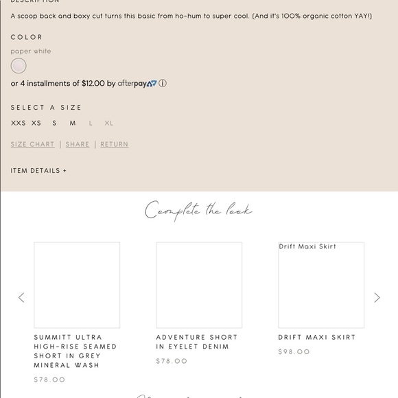 Last1NWT White Organic Cotton Tee Med Kate Hudson - Picture 4 of 6